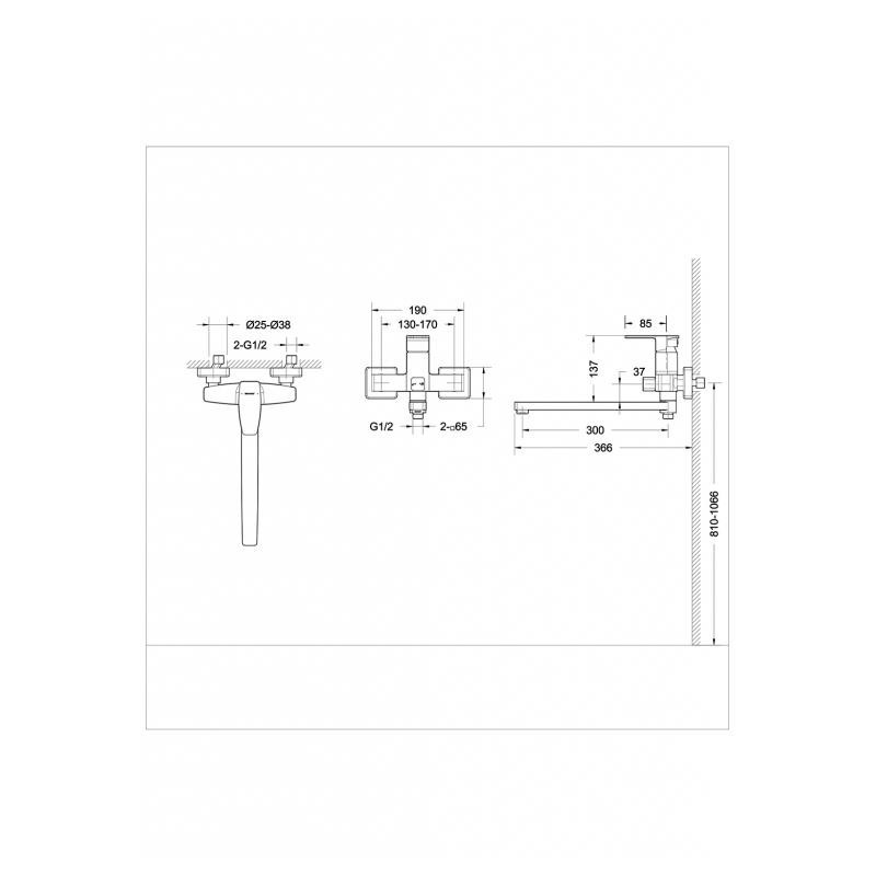 Смеситель для ванны хром Bravat F672106C-L