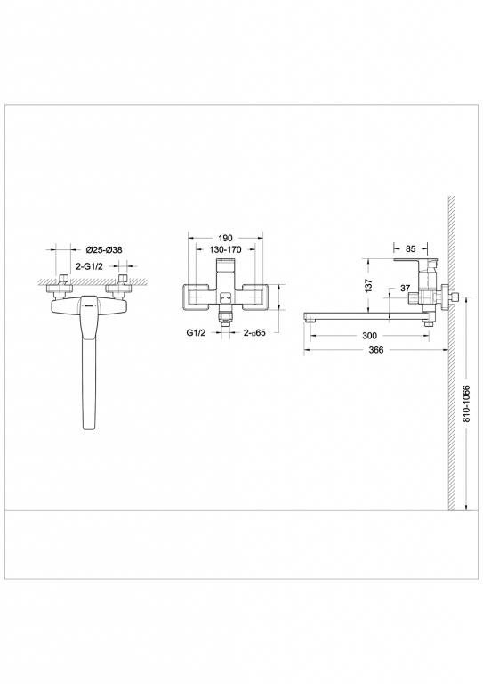 Смеситель для ванны хром Bravat F672106C-L