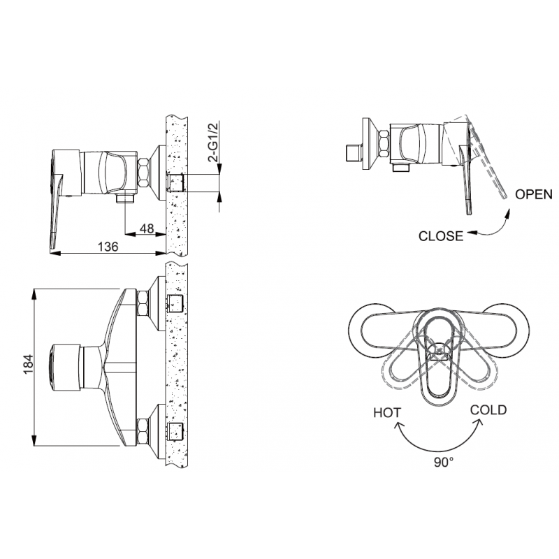 Смеситель для душа хром Bravat F9124182CP-01-RUS