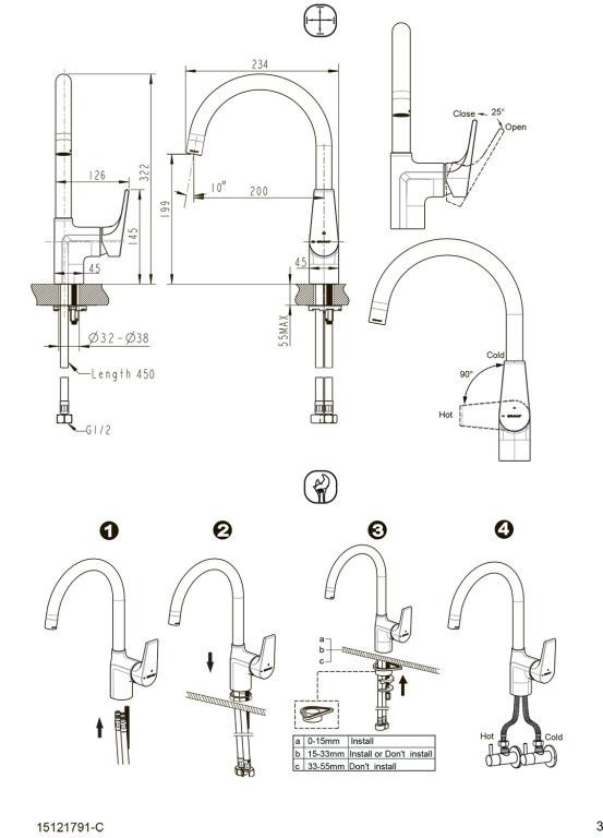 Смеситель для кухни хром Bravat F7119177CP-3