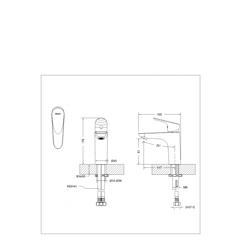 Смеситель для раковины хром Bravat F14898C-RUS