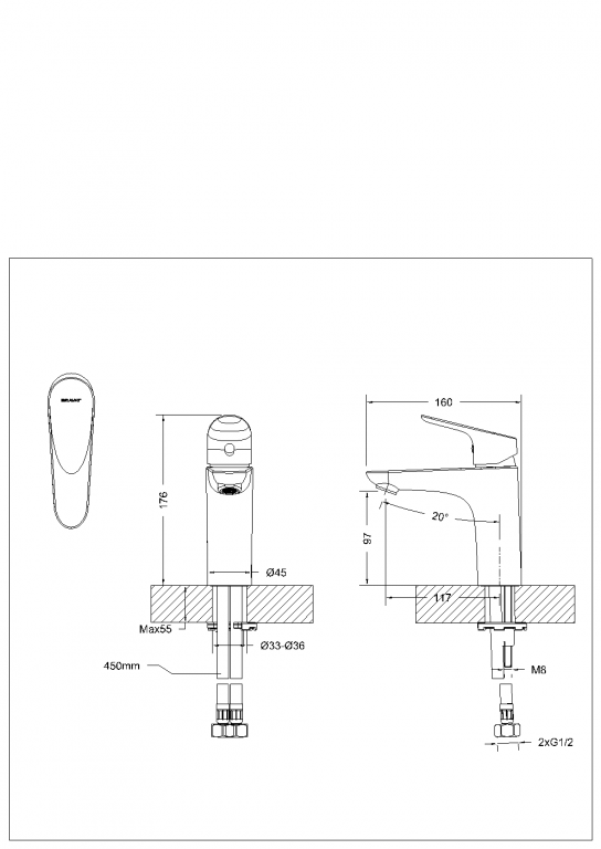 Смеситель для раковины хром Bravat F14898C-RUS