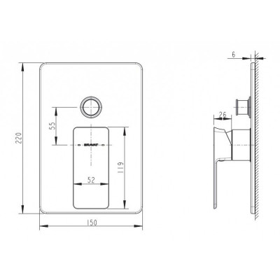 Смеситель для душа встраиваемый хром Bravat PB856101CP-2-ENG