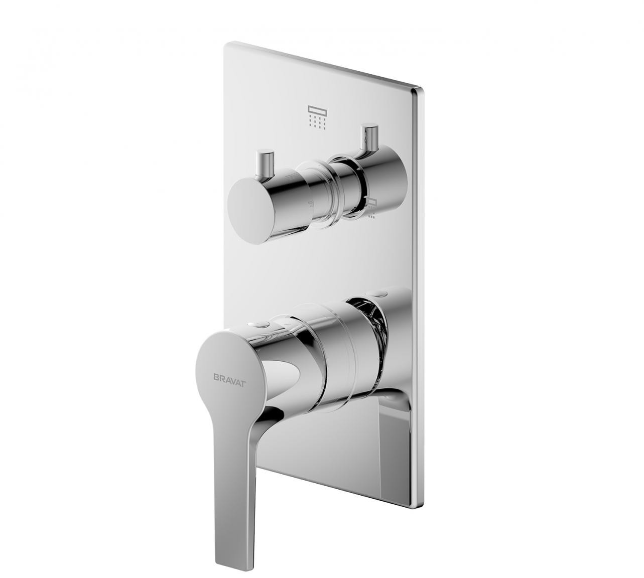 Смеситель для душа встраиваемый хром Bravat P69219CP-2-ENG