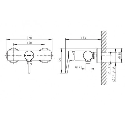 Смеситель для душа хром Bravat F9172217CP-01-RUS