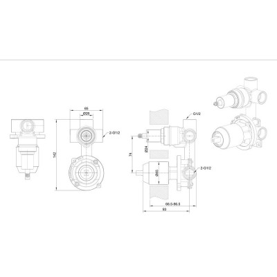 Скрытая часть встраиваемого смесителя Bravat D969CP-B-RUS