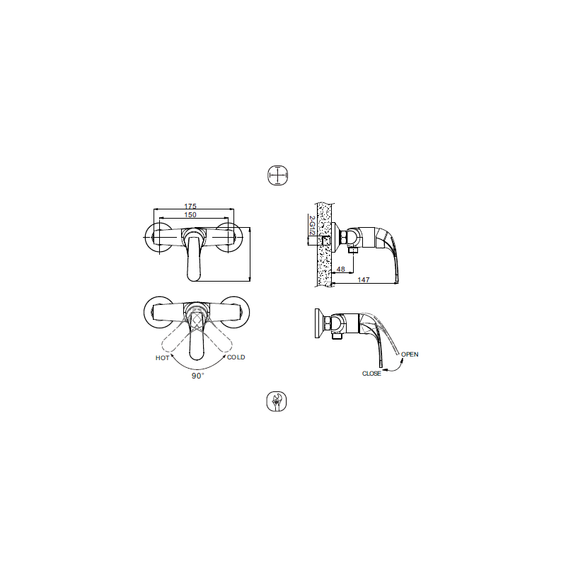 Смеситель для душа хром Bravat F9135188CP-01-RUS