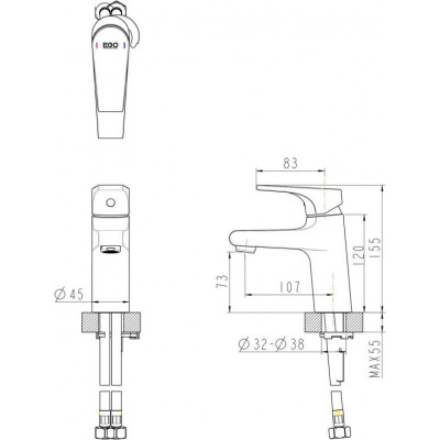 Смеситель для раковины хром Bravat F1119177CP