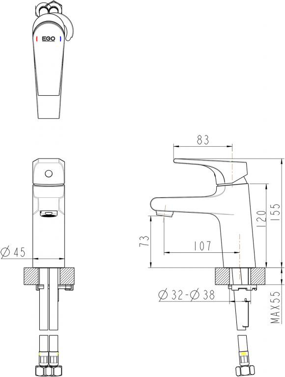 Смеситель для раковины хром Bravat F1119177CP