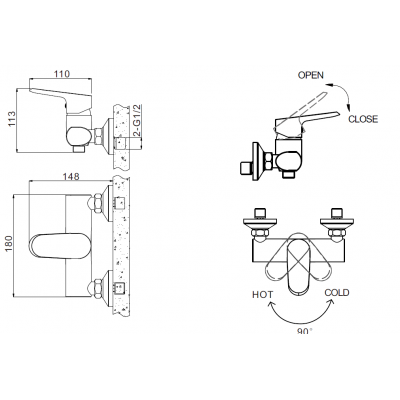 Смеситель для душа хром Bravat F9105161C-01