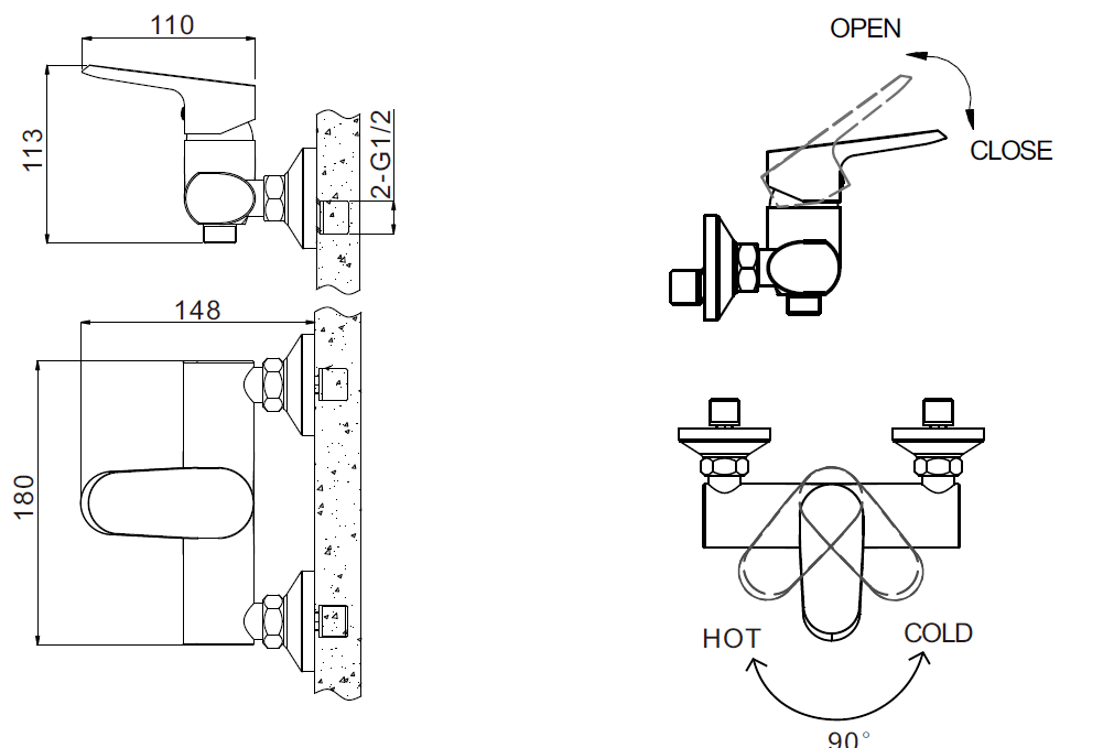 Смеситель для душа хром Bravat F9105161C-01