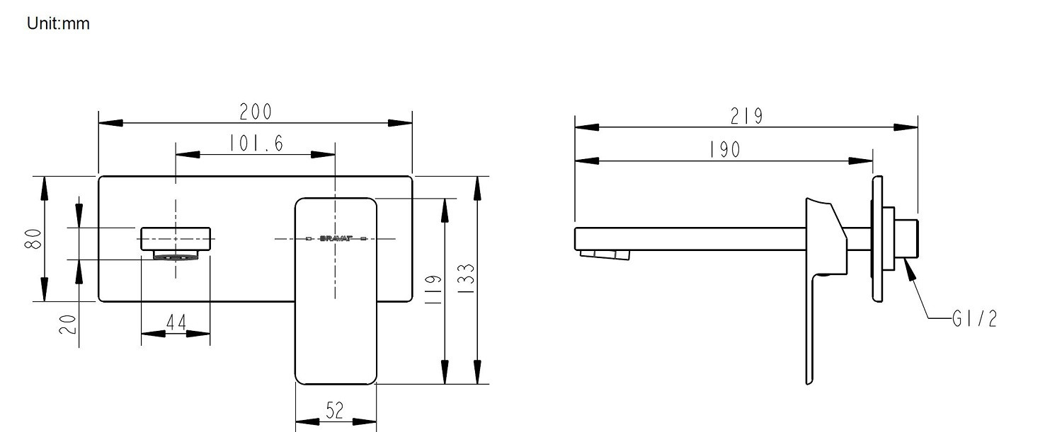 Смеситель для раковины встраиваемый хром Bravat P69183C-ENG