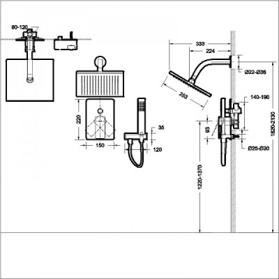 Смеситель с верхним душем хром Bravat F856101C-B-ENG