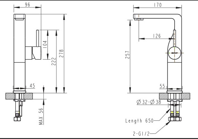 Смеситель для раковины черный Bravat F16061K-A2-ENG