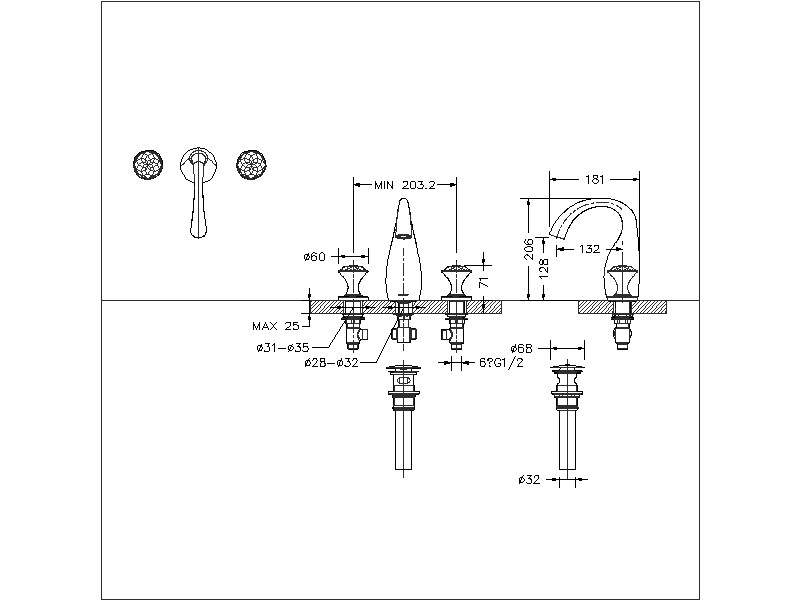 Смеситель на борт ванны золото Bravat F24287G-ENG