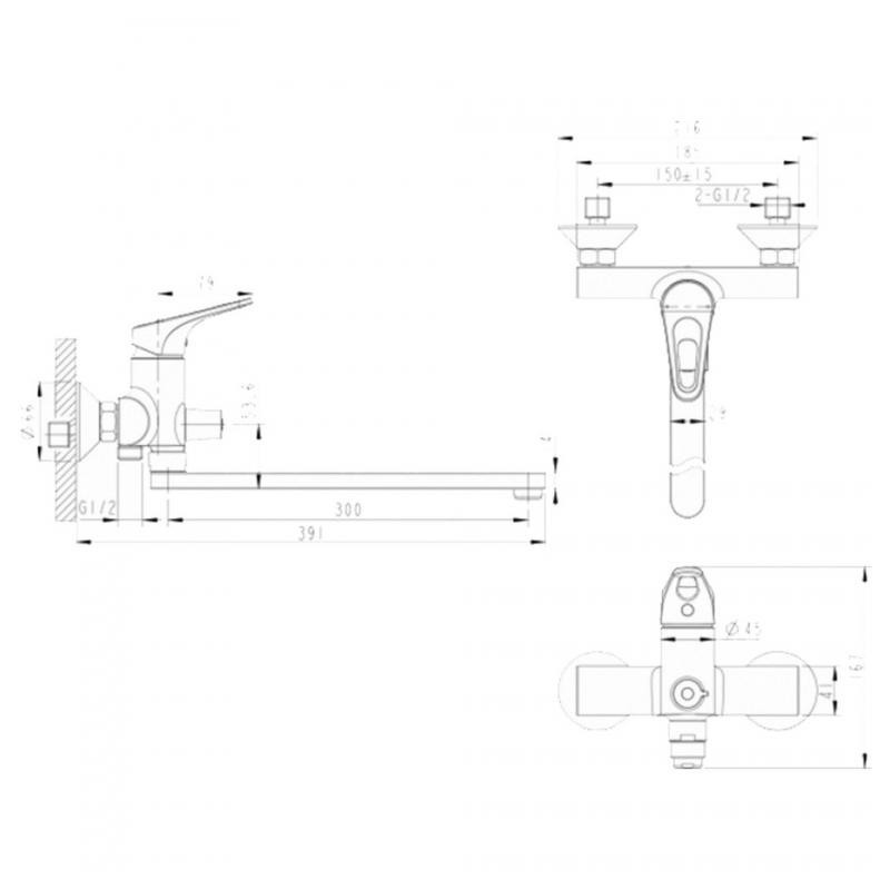 Смеситель для ванны с ручным душем хром Bravat F648162C-LB-RUS