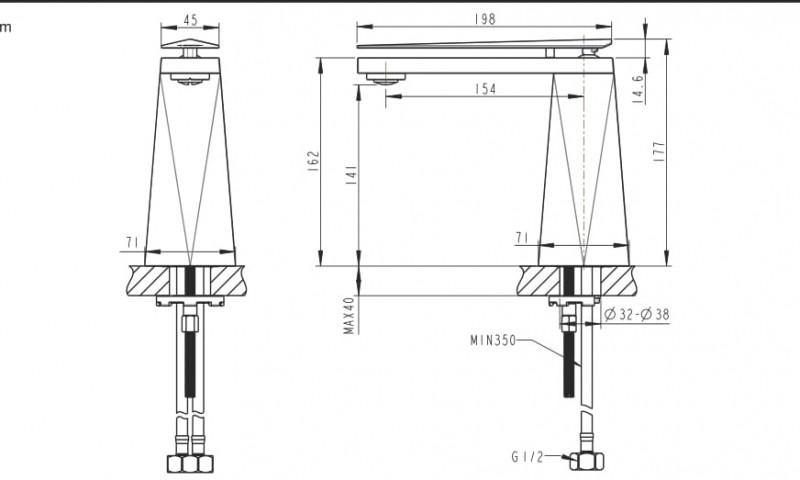 Смеситель для раковины золото Bravat F118102G-2-ENG