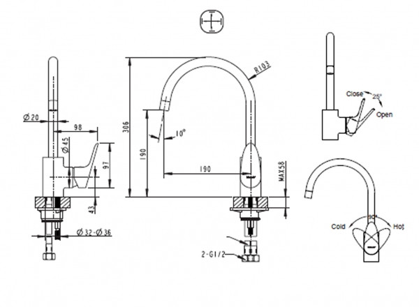 Смеситель для кухни хром Bravat F74898C-1A