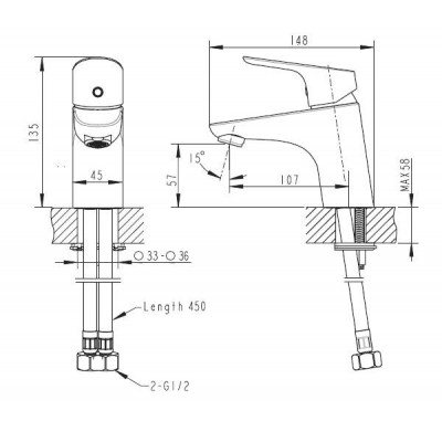 Смеситель для раковины хром Bravat F14898C-1