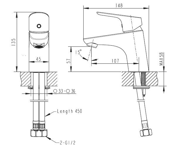 Смеситель для раковины хром Bravat F14898C-1