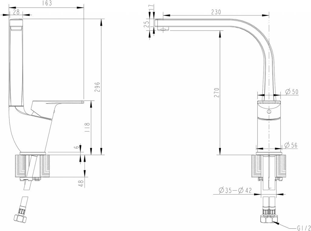 Смеситель для кухни хром Bravat F75299C-2