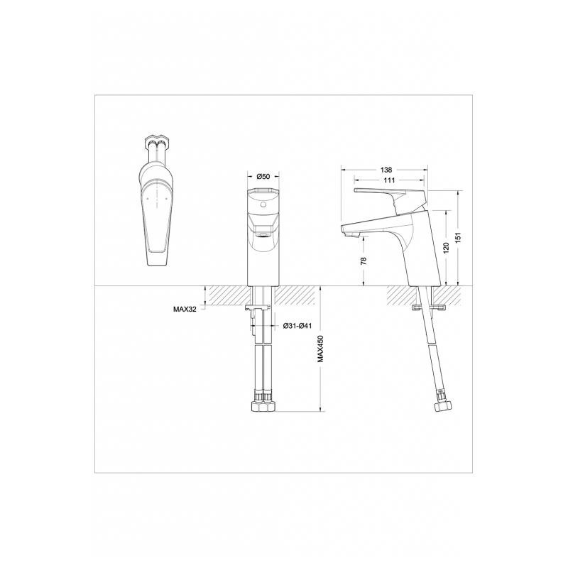 Смеситель для раковины хром Bravat F15299C-1
