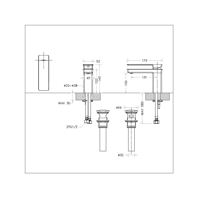 Смеситель для раковины хром Bravat F156101C-ENG