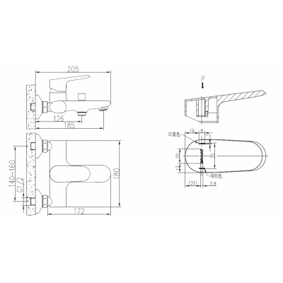 Смеситель для ванны хром Bravat F6105161C-01