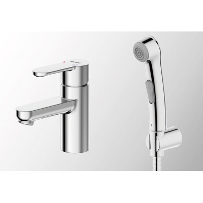 Смеситель для раковины с гигиеническим душем хром Bravat F13783C-3