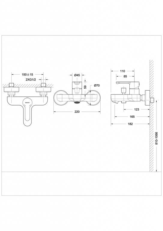 Смеситель для ванны хром Bravat F63783C-01A