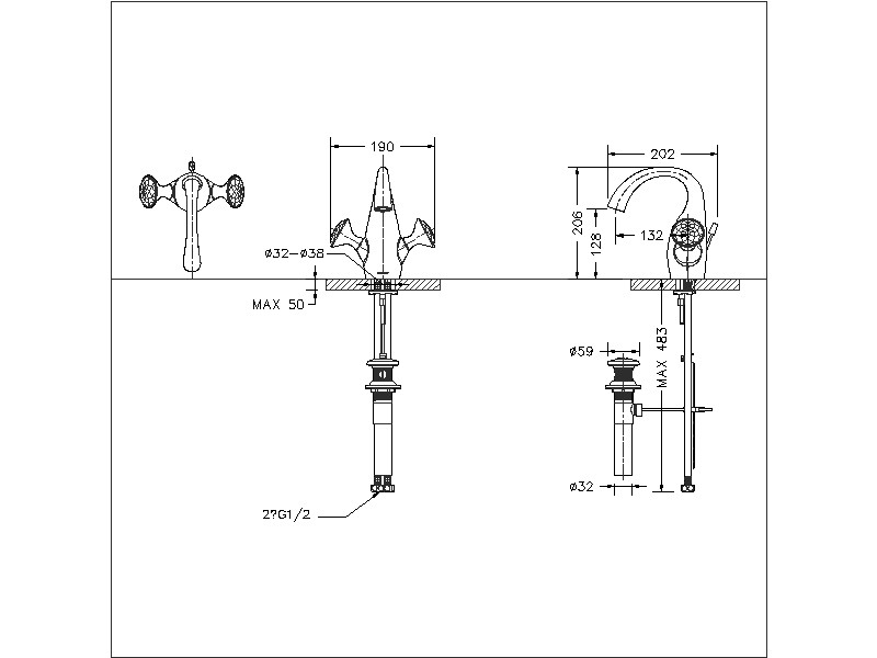 Смеситель для раковины золото Bravat F14287G-ENG