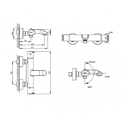 Термостат для ванны хром Bravat F673114C-01A-RUS