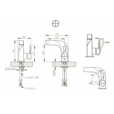 Смеситель для раковины хром Bravat F174108C-2