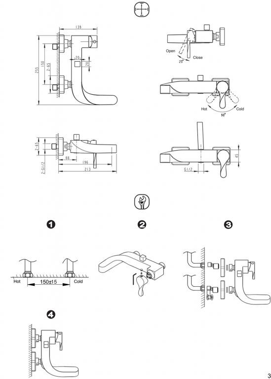 Смеситель для ванны хром Bravat F674108C-01