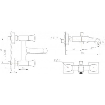 Смеситель для ванны хром Bravat F678112C-01