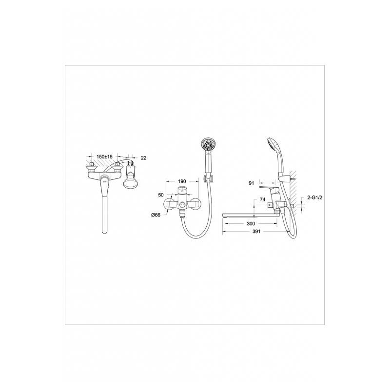 Смеситель для ванны хром Bravat F65299C-LB-RUS