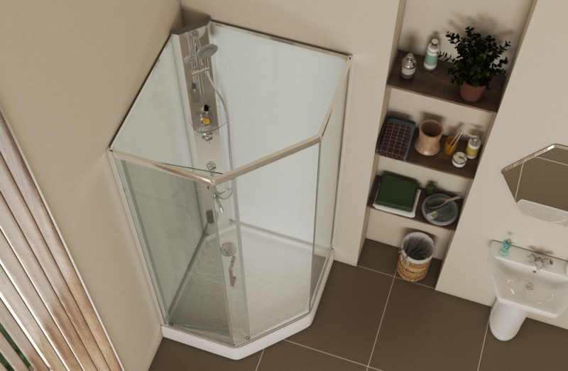 Душевая кабина 90х90х215см хром Bravat BC090.6100A