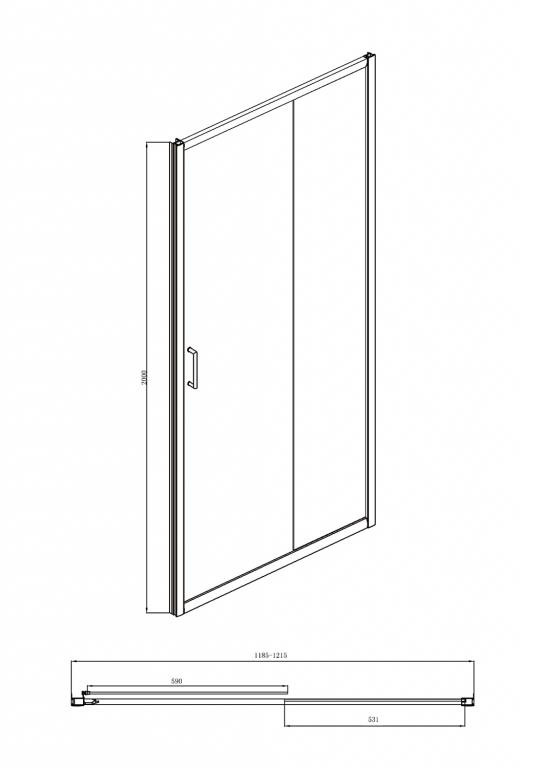 Душевая дверь хром 120x200см Bravat BD120.4100A