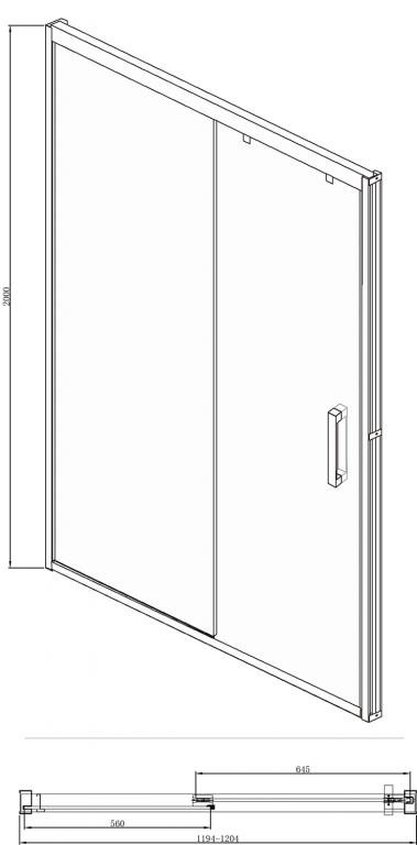 Душевая дверь хром 120x200см Bravat BD120.4103S