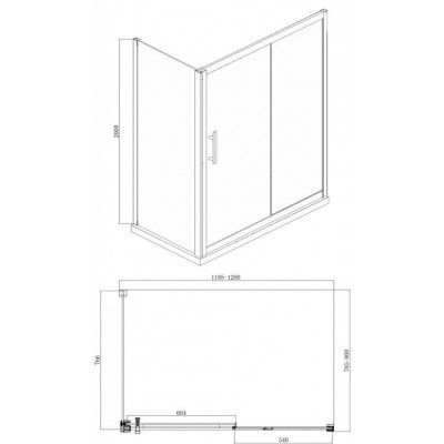 Душевой уголок без поддона хром 120х80x200см Bravat BS120.3103S