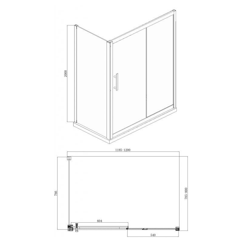 Душевой уголок без поддона хром 120х80x200см Bravat BS120.3103S