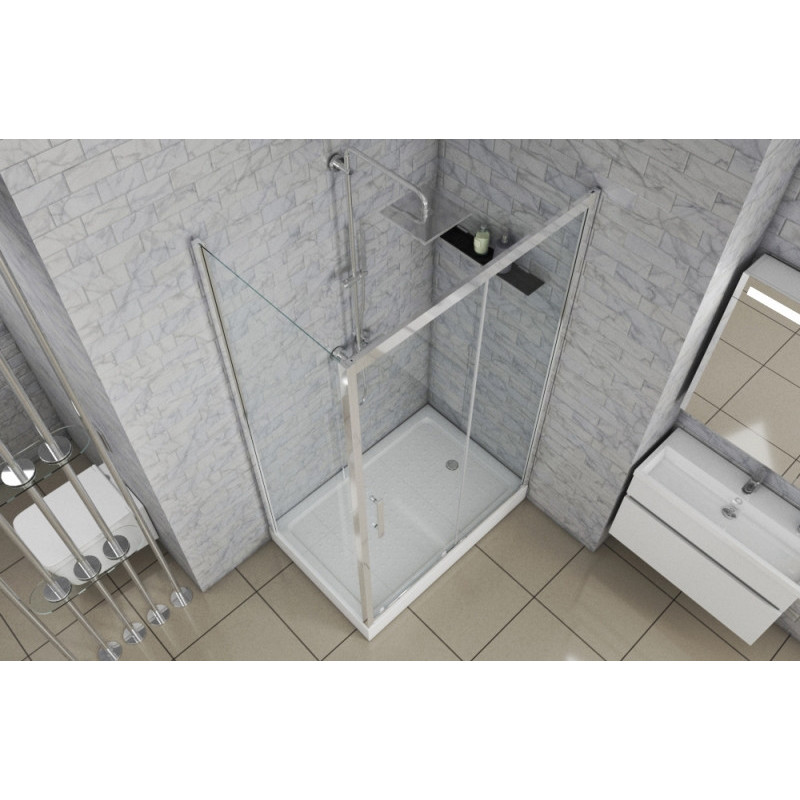 Душевой уголок без поддона хром 120х80x200см Bravat BS120.3103S