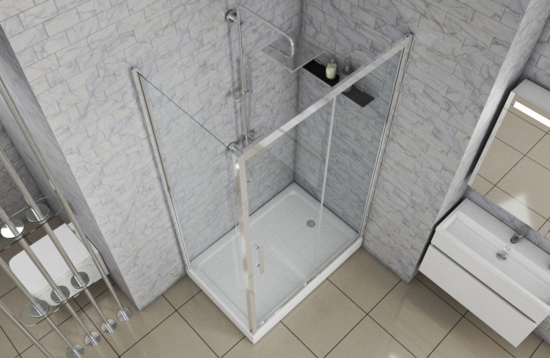 Душевой уголок без поддона хром 120х80x200см Bravat BS120.3103S
