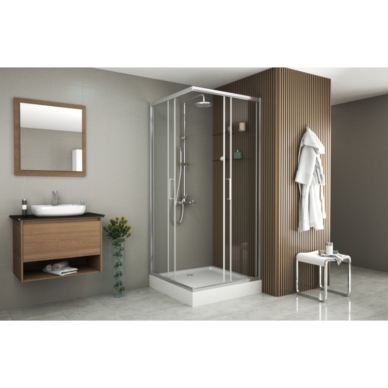 Душевой уголок без поддона хром 90х90x200см Bravat BS090.2200A