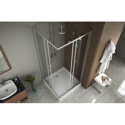 Душевой уголок без поддона хром 90х90x200см Bravat BS090.2200A