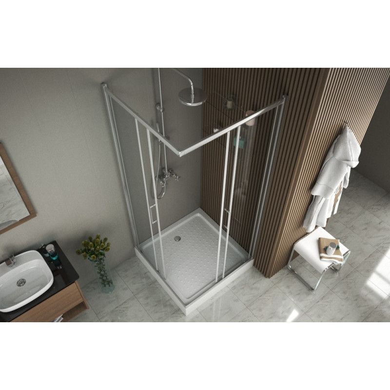 Душевой уголок без поддона хром 90х90x200см Bravat BS090.2200A