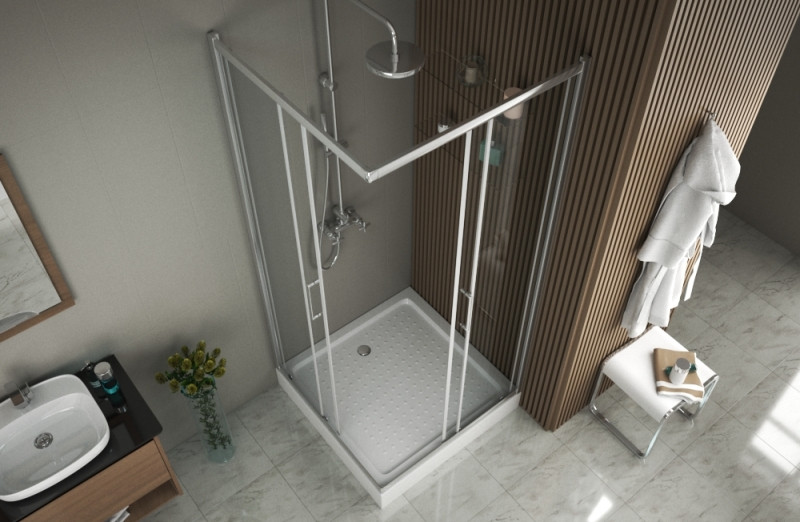 Душевой уголок без поддона хром 90х90x200см Bravat BS090.2200A