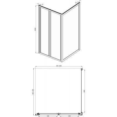 Душевой уголок без поддона хром 90х90x200см Bravat BS090.2120A
