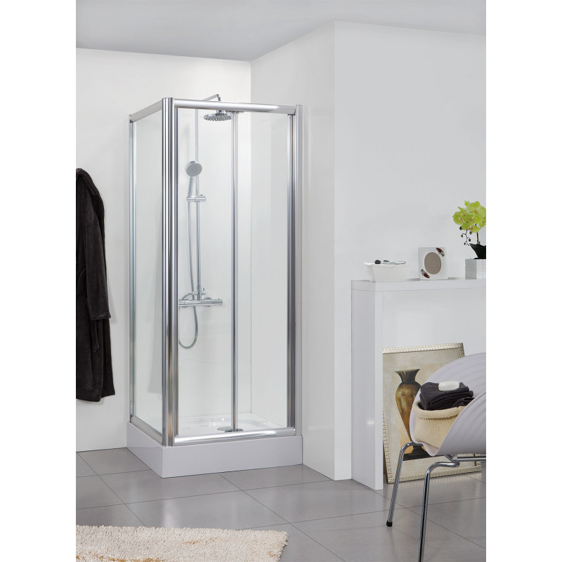Душевой уголок без поддона хром 90х90x200см Bravat BS090.2120A