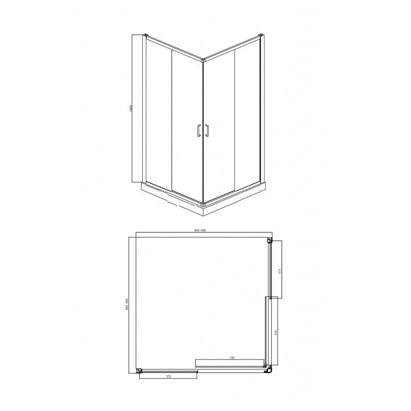 Душевой уголок без поддона хром 90х90x200см Bravat BS090.2202A